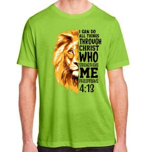 Can Do All Things Through Christ Bible Quote Lion Adult ChromaSoft Performance T-Shirt