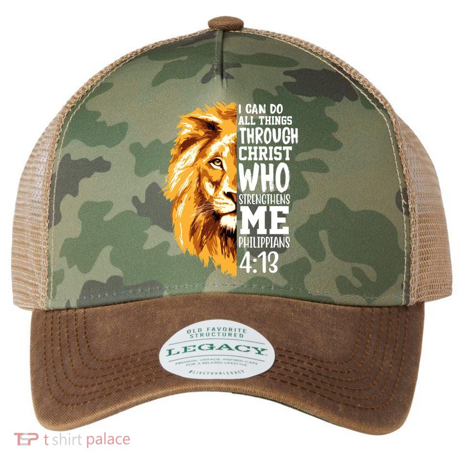 Can Do All Things Through Christ Bible Quote Lion Legacy Tie Dye Trucker Hat