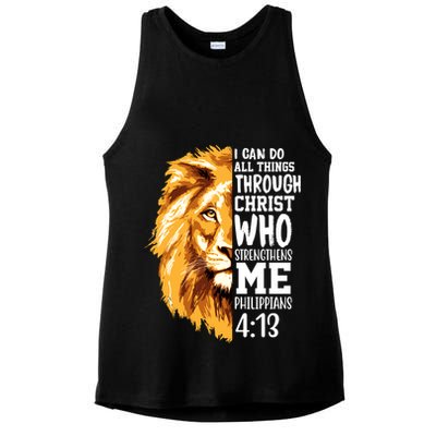Can Do All Things Through Christ Bible Quote Lion Ladies PosiCharge Tri-Blend Wicking Tank