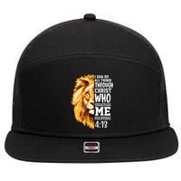 Can Do All Things Through Christ Bible Quote Lion 7 Panel Mesh Trucker Snapback Hat