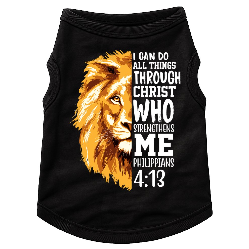 Can Do All Things Through Christ Bible Quote Lion Doggie Tank
