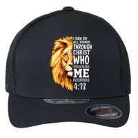 Can Do All Things Through Christ Bible Quote Lion Flexfit Unipanel Trucker Cap