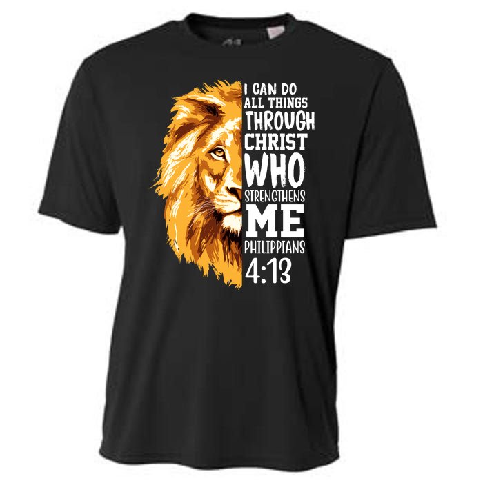 Can Do All Things Through Christ Bible Quote Lion Cooling Performance Crew T-Shirt