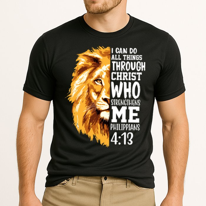 Can Do All Things Through Christ Bible Quote Lion Performance Shirt