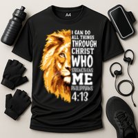 Can Do All Things Through Christ Bible Quote Lion Performance Shirt