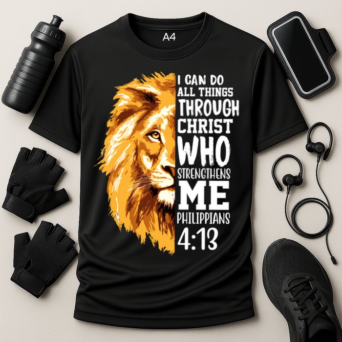 Can Do All Things Through Christ Bible Quote Lion Performance Shirt