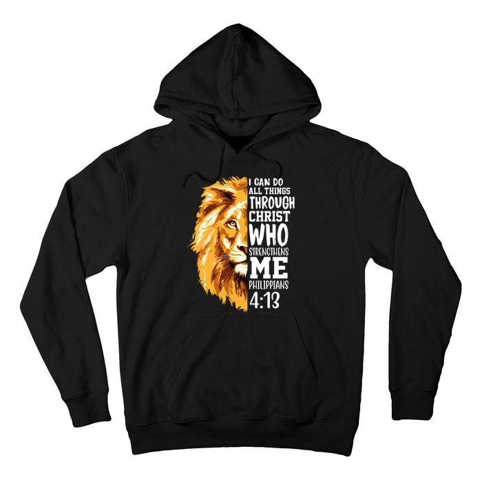 Can Do All Things Through Christ Bible Quote Lion Hoodie