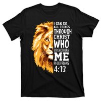 Can Do All Things Through Christ Bible Quote Lion T-Shirt