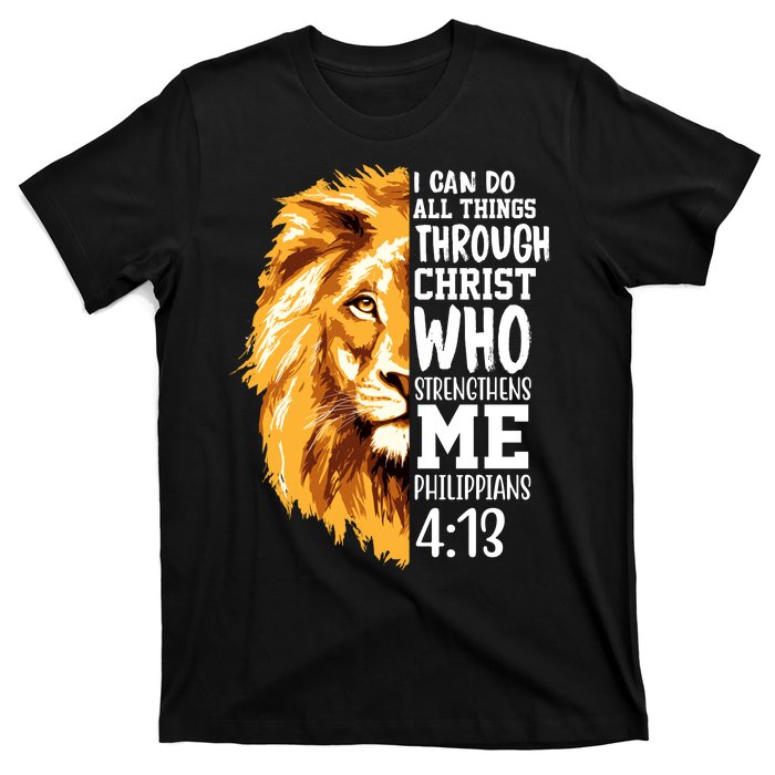 Can Do All Things Through Christ Bible Quote Lion T-Shirt