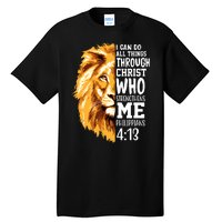 Can Do All Things Through Christ Bible Quote Lion Tall T-Shirt