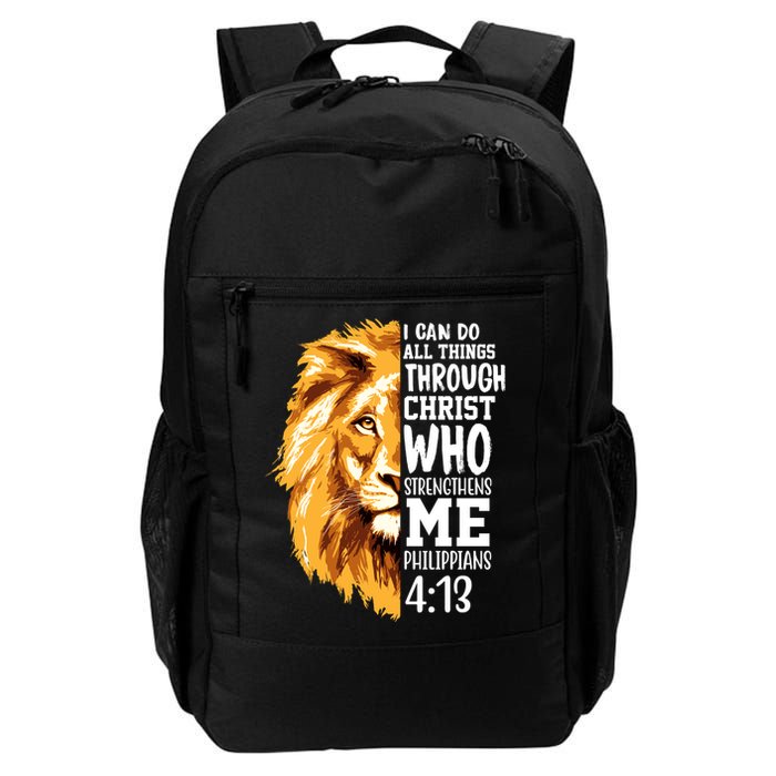 Can Do All Things Through Christ Bible Quote Lion Backpack