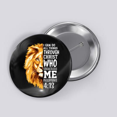 Can Do All Things Through Christ Bible Quote Lion Button