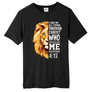 Can Do All Things Through Christ Bible Quote Lion Tall Fusion ChromaSoft Performance T-Shirt