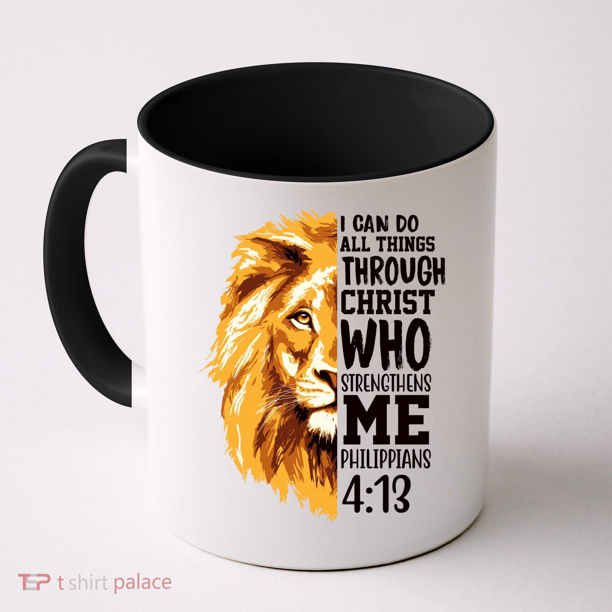 Can Do All Things Through Christ Bible Quote Lion Mug