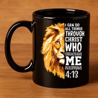 Can Do All Things Through Christ Bible Quote Lion 11oz C Handle Ceramic Mug