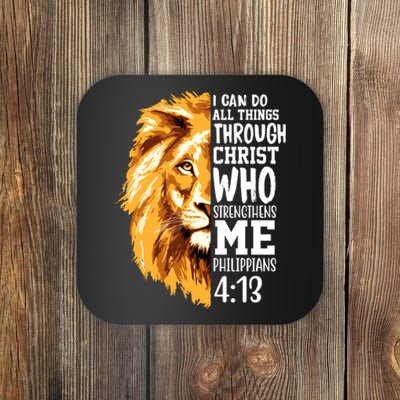 Can Do All Things Through Christ Bible Quote Lion Coaster