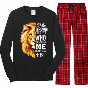 Can Do All Things Through Christ Bible Quote Lion Long Sleeve Pajama Set