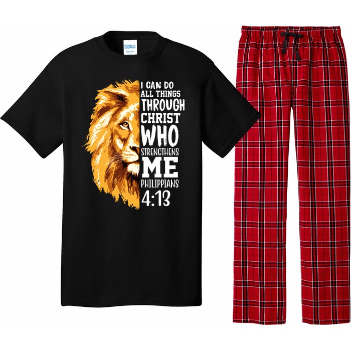 Can Do All Things Through Christ Bible Quote Lion Pajama Set