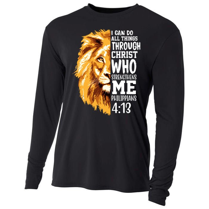 Can Do All Things Through Christ Bible Quote Lion Cooling Performance Long Sleeve Crew