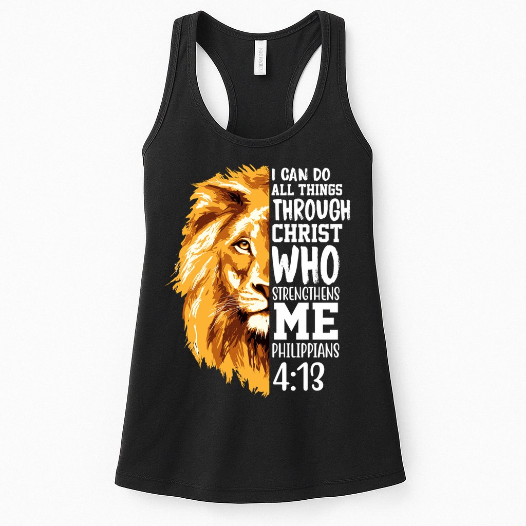 Can Do All Things Through Christ Bible Quote Lion Womens Tank Top