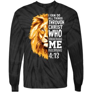 Can Do All Things Through Christ Bible Quote Lion Tie-Dye Long Sleeve Shirt