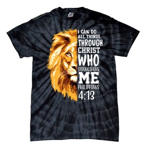 Can Do All Things Through Christ Bible Quote Lion Tie-Dye T-Shirt