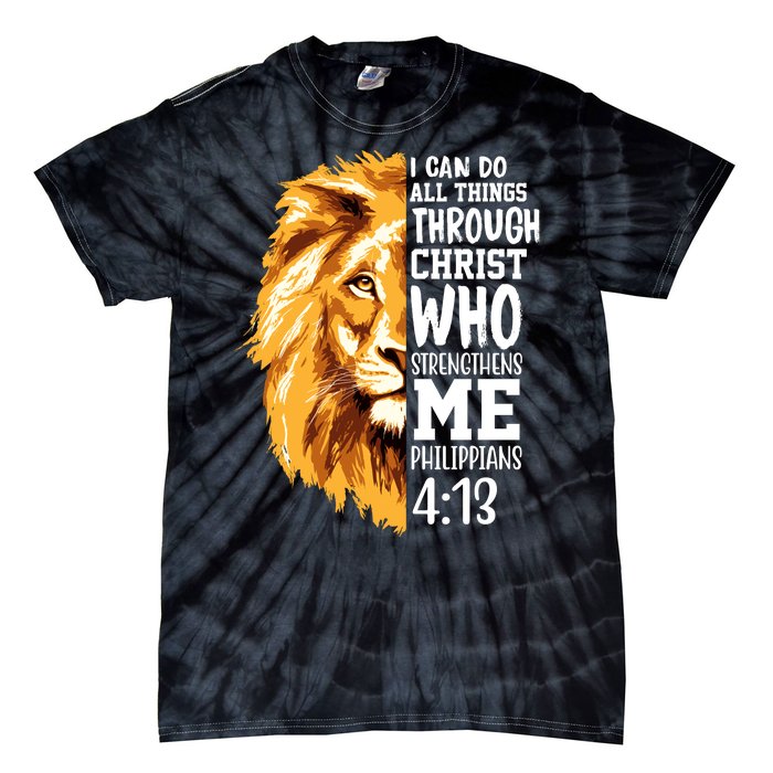 Can Do All Things Through Christ Bible Quote Lion Tie-Dye T-Shirt