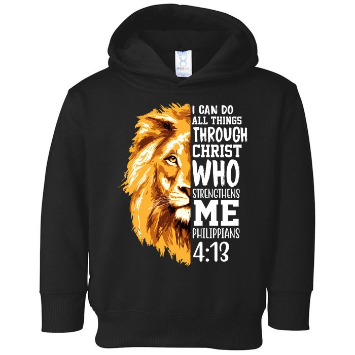 Can Do All Things Through Christ Bible Quote Lion Toddler Hoodie