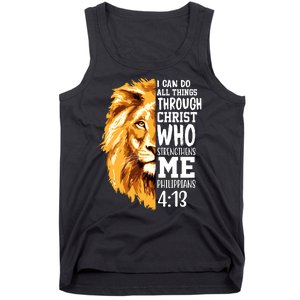 Can Do All Things Through Christ Bible Quote Lion Tank Top