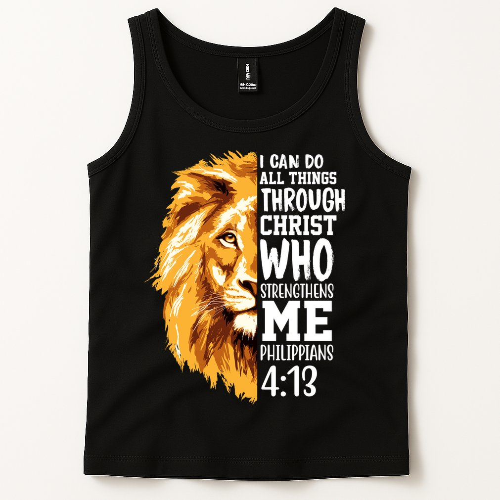 Can Do All Things Through Christ Bible Quote Lion Tank Top