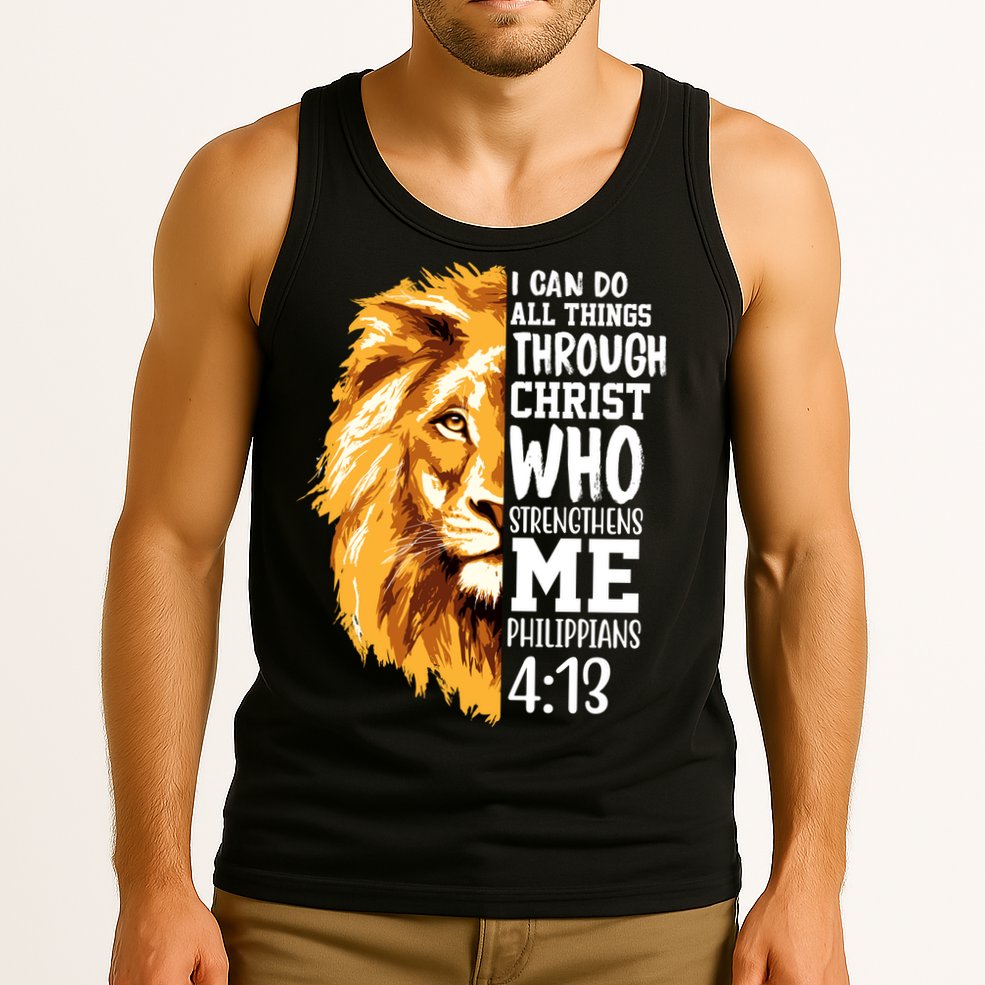 Can Do All Things Through Christ Bible Quote Lion Tank Top