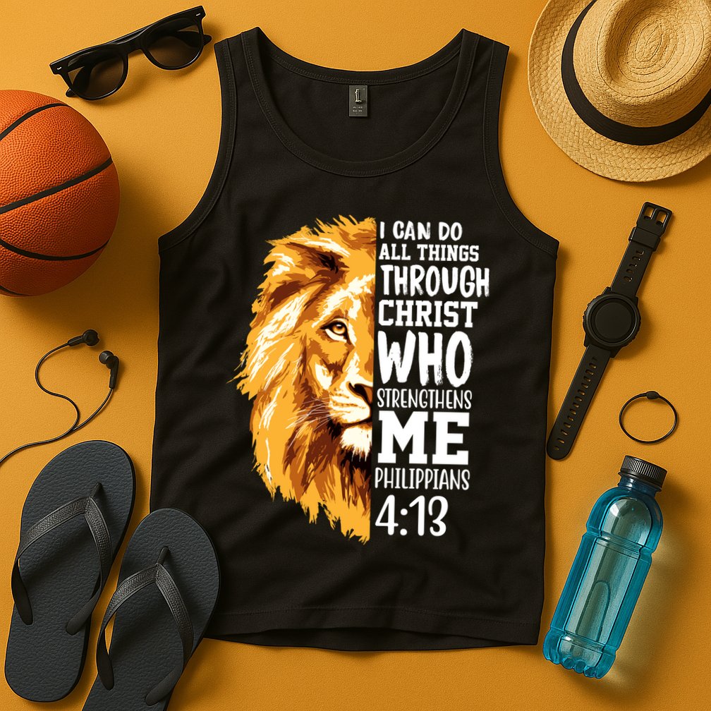 Can Do All Things Through Christ Bible Quote Lion Tank Top