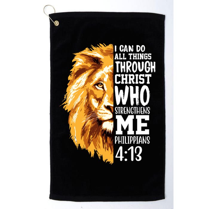 Can Do All Things Through Christ Bible Quote Lion Golf Towel