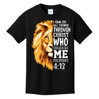 Can Do All Things Through Christ Bible Quote Lion Kids T-Shirt