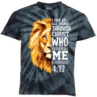 Can Do All Things Through Christ Bible Quote Lion Kids Tie-Dye T-Shirt