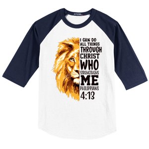 Can Do All Things Through Christ Bible Quote Lion Baseball Sleeve Shirt