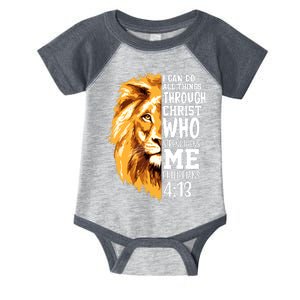 Can Do All Things Through Christ Bible Quote Lion Infant Baby Jersey Bodysuit