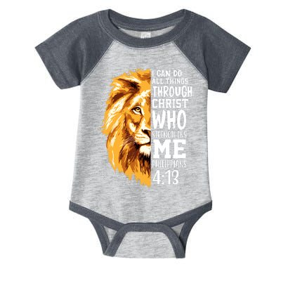 Can Do All Things Through Christ Bible Quote Lion Infant Baby Jersey Bodysuit