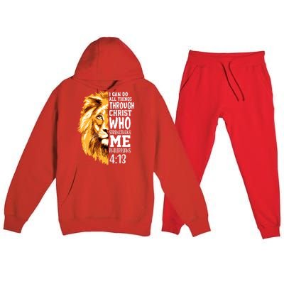 Can Do All Things Through Christ Bible Quote Lion Premium Hooded Sweatsuit Set