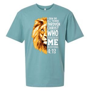 Can Do All Things Through Christ Bible Quote Lion Sueded Cloud Jersey T-Shirt