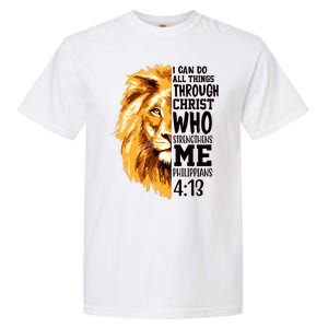 Can Do All Things Through Christ Bible Quote Lion Garment-Dyed Heavyweight T-Shirt