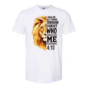 Can Do All Things Through Christ Bible Quote Lion Softstyle® CVC T-Shirt