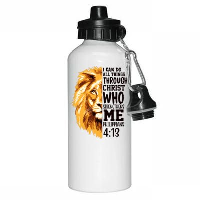 Can Do All Things Through Christ Bible Quote Lion Aluminum Water Bottle