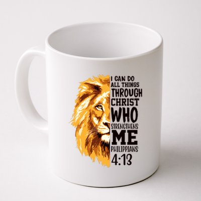 Can Do All Things Through Christ Bible Quote Lion Coffee Mug