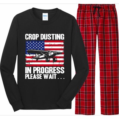 Crop Duster American Crop Dusting In Progress Please Wait Long Sleeve Pajama Set