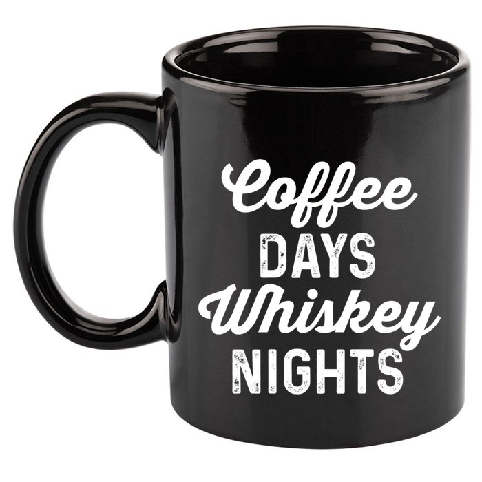 Coffee Days And Whiskey Nights Coffee And Whisky Gift 11oz C Handle Ceramic Mug
