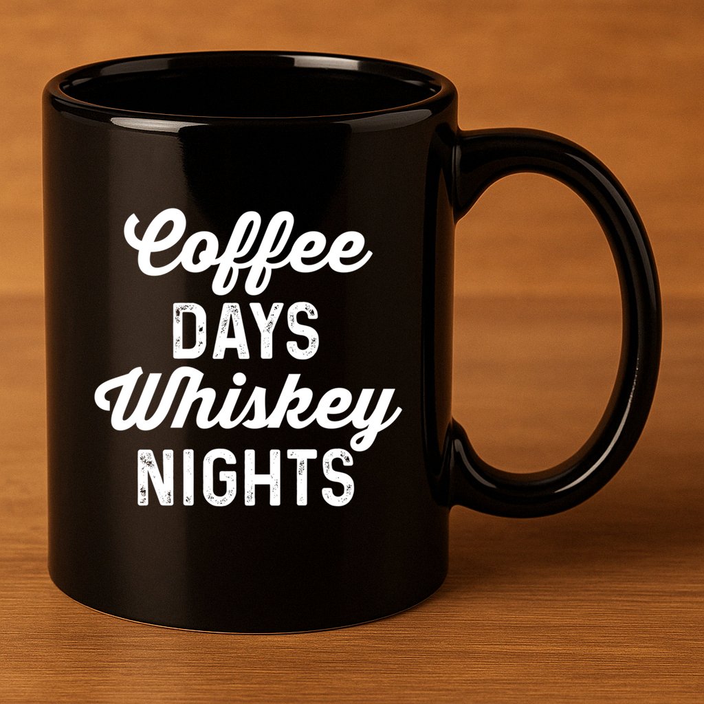 Coffee Days And Whiskey Nights Coffee And Whisky Gift 11oz C Handle Ceramic Mug