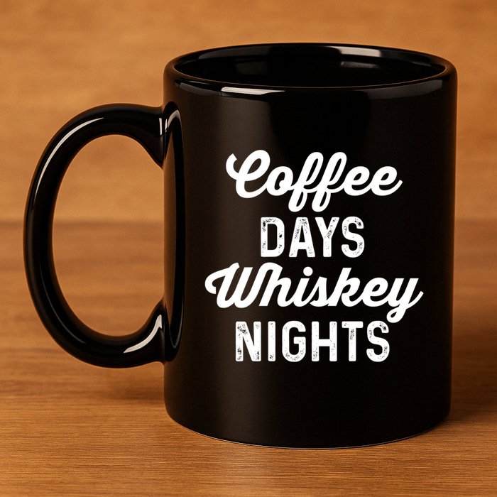 Coffee Days And Whiskey Nights Coffee And Whisky Gift 11oz C Handle Ceramic Mug