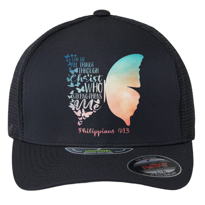 Can Do All Things Through Christ Who Strengthens Me Saying Flexfit Unipanel Trucker Cap