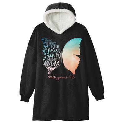 Can Do All Things Through Christ Who Strengthens Me Saying Hooded Wearable Blanket